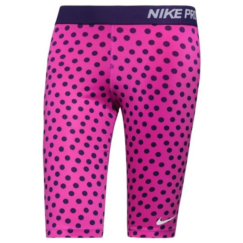 Nike Pro Women's Polka Dot Long Bike Shorts Fuschia Flash Ink Navy Large 28cm